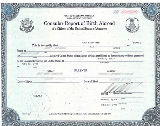 Consular Report of Birth Abroad